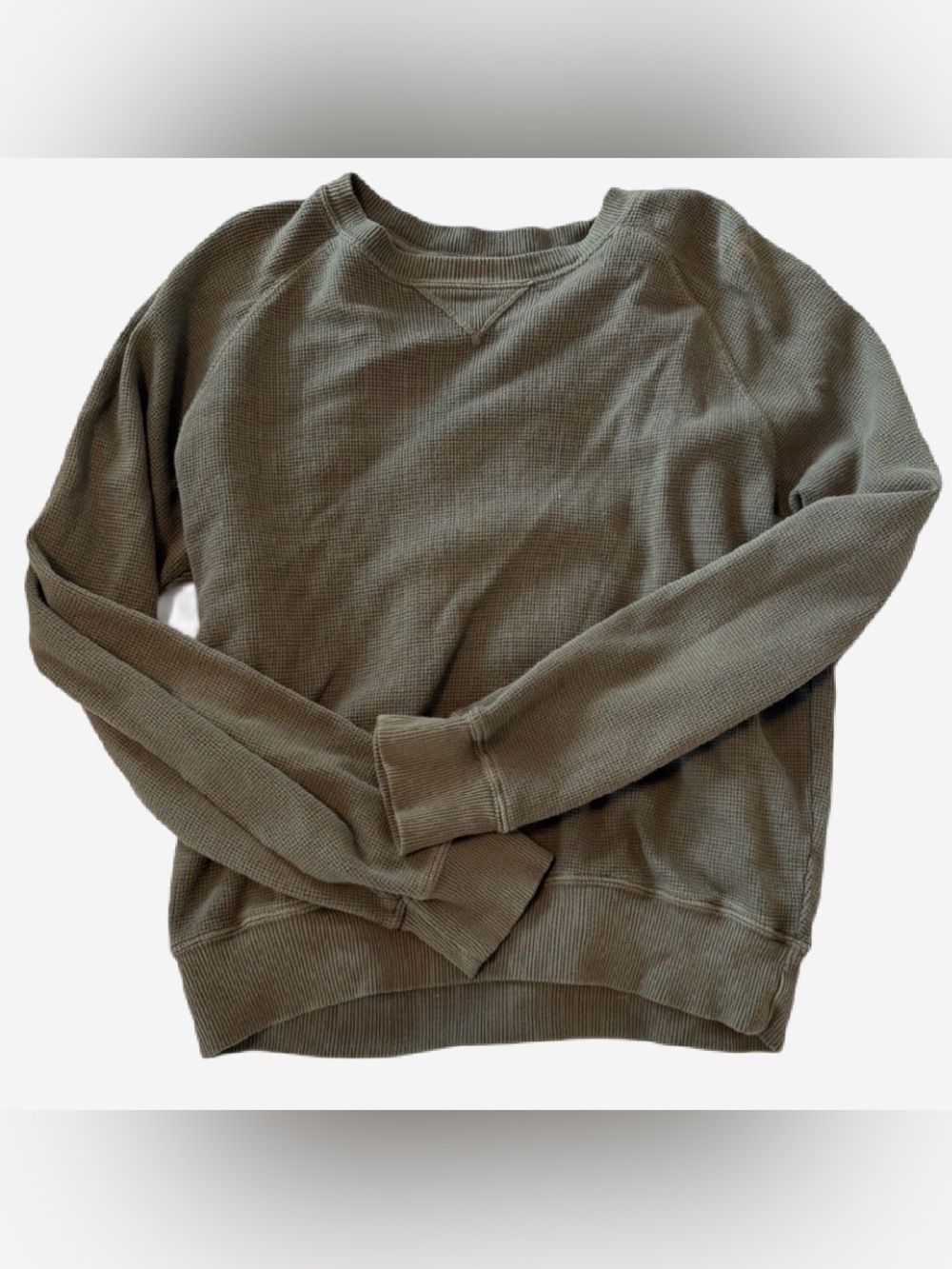 Brandy Melville/J Galt Waffle-Knit Olive Green Pullover